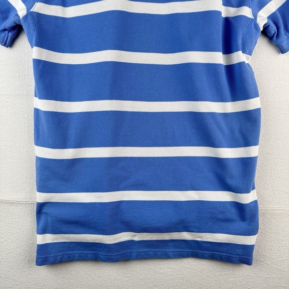 Vtg Polo Ralph Lauren Men's M Short Sleeve Quilted Rugby Light Blue White Stripe - Picture 5 of 8